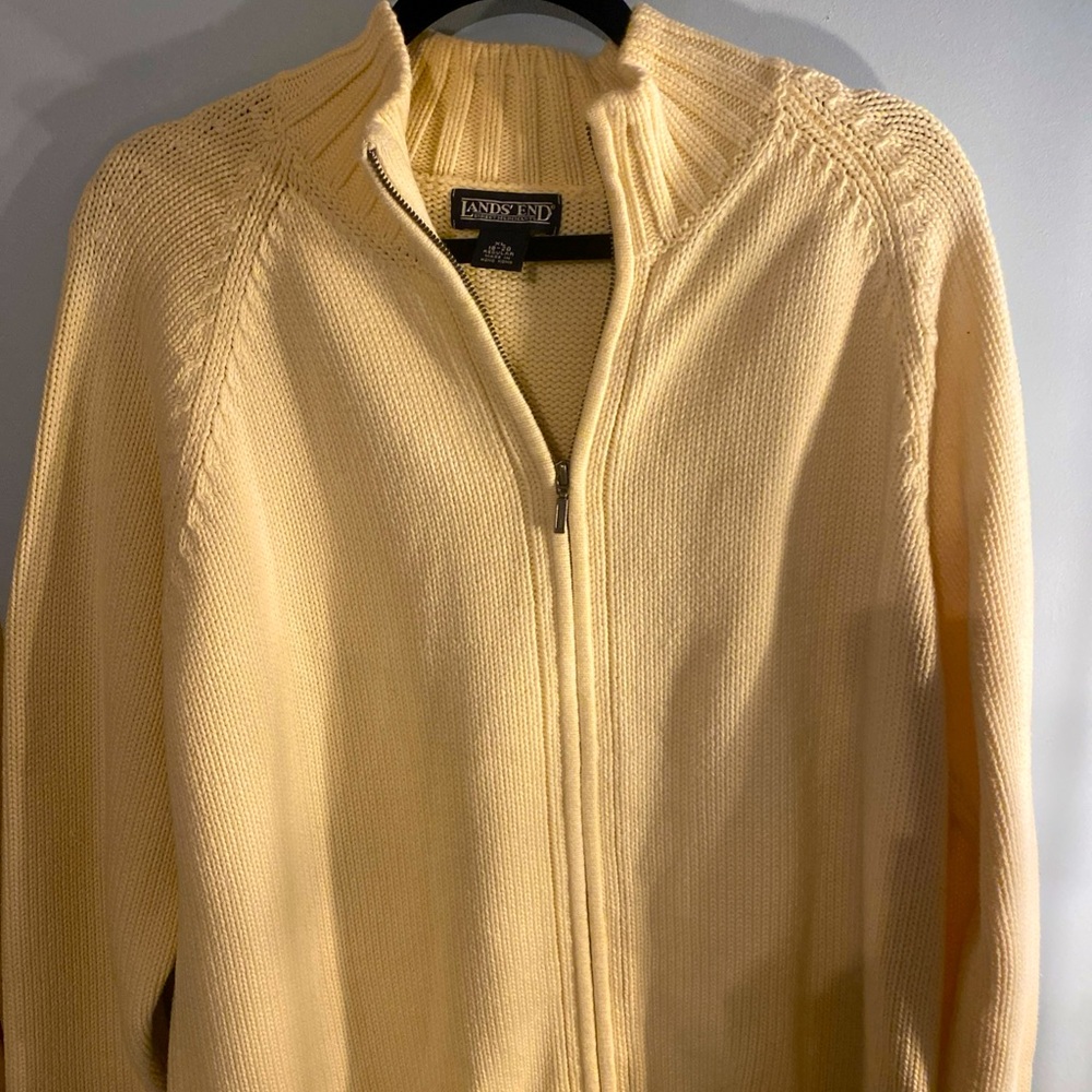 Lands’ End Ivory Full Zip Cardigan XL